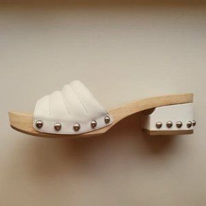 Sigerson Morrison White Leather Studded Clog